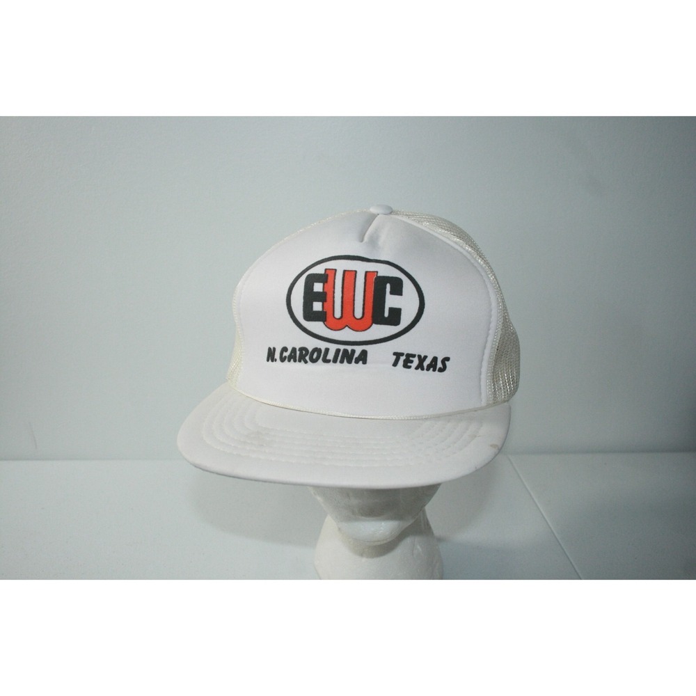 Vintage EWC N. Carolina Texas White‎ Mesh Foam Snapback Trucker Hat Cap